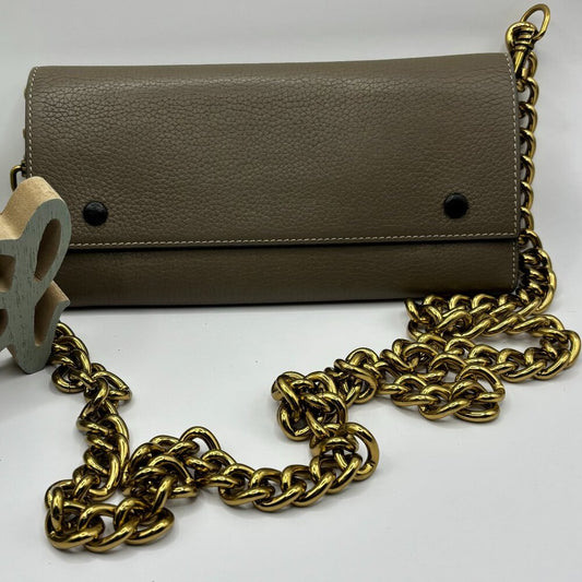 Grey Celine Wallet with Chain – Beautiful Yellow Interior