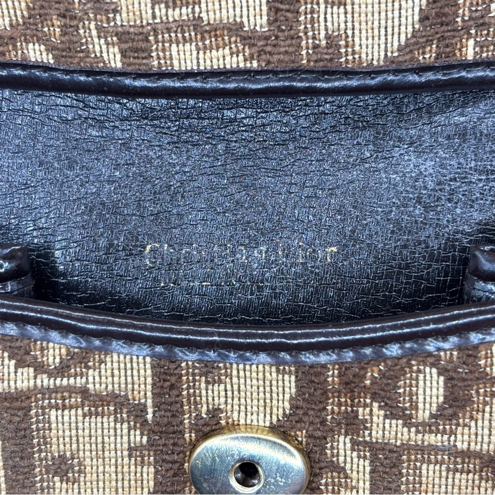 Dior Brown Monogram Coin Purse with Leather Trim