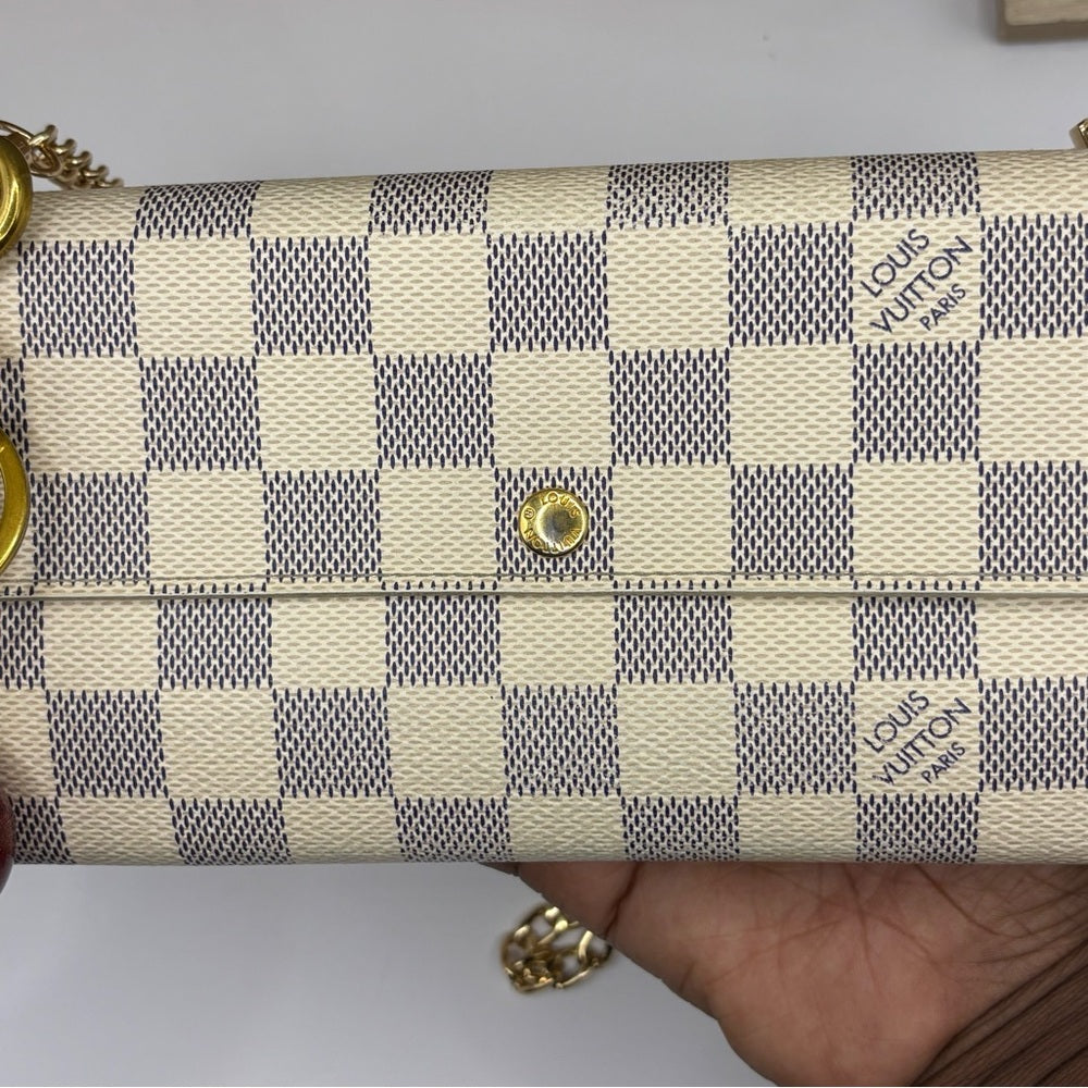 Louis Vuitton Damier Azur Wallet on Chain - Excellent Condition